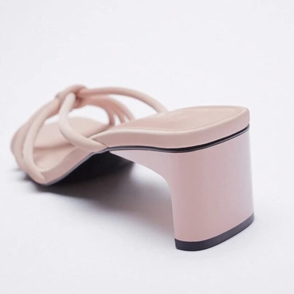 Zara Pink Knot Strappy Block Heels Resort Coquette Sandals feminine softgirl - Picture 6 of 16